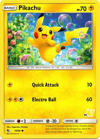 Pikachu (19/68) (Pikachu Stamp #55) [Battle Academy 2020] | Good Games North