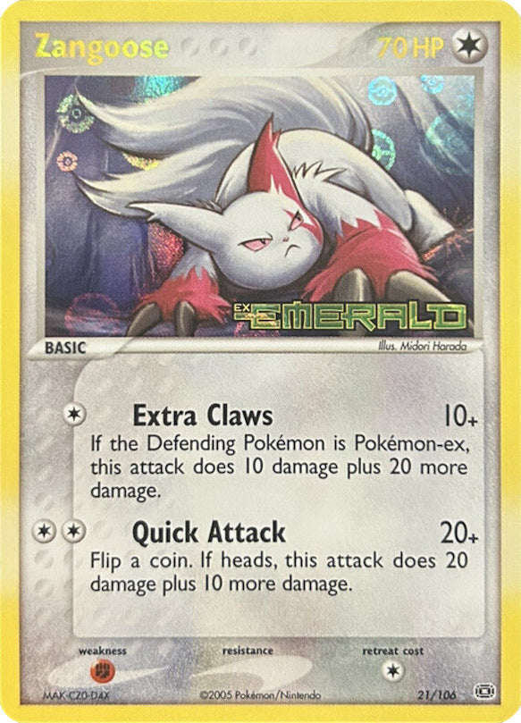 Zangoose (21/106) (Stamped) [EX: Emerald] | Good Games North