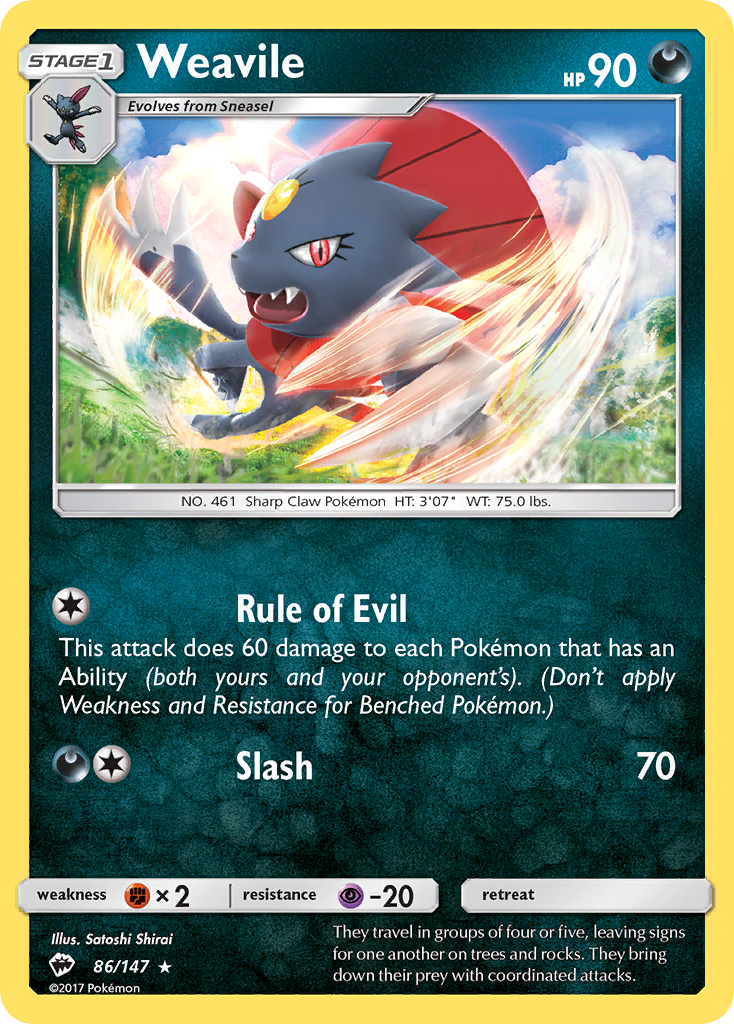 Weavile (86/147) [Sun & Moon: Burning Shadows] | Good Games North