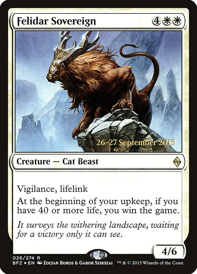 Felidar Sovereign  [Battle for Zendikar Prerelease Promos] | Good Games North
