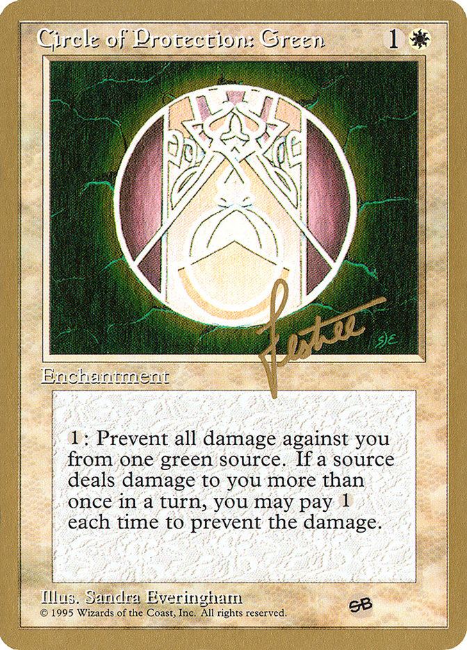 Circle of Protection: Green (Bertrand Lestree) (SB) (4ED) [Pro Tour Collector Set] | Good Games North