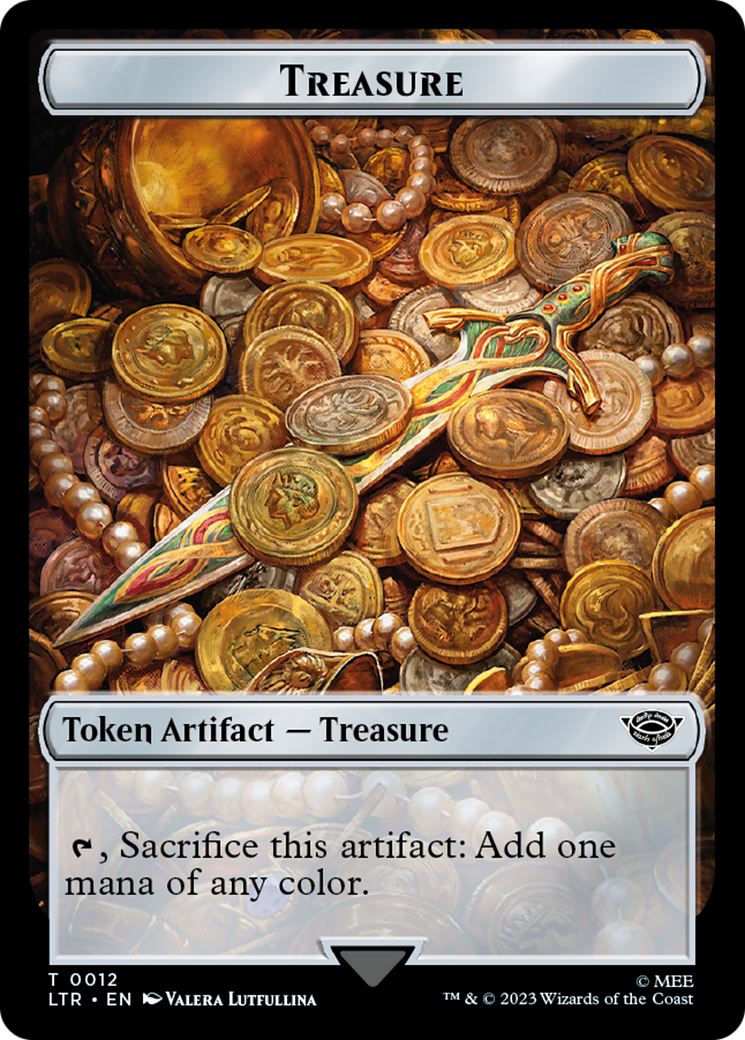 Human // Treasure Double-Sided Token [The Lord of the Rings: Tales of Middle-Earth Commander Tokens] | Good Games North
