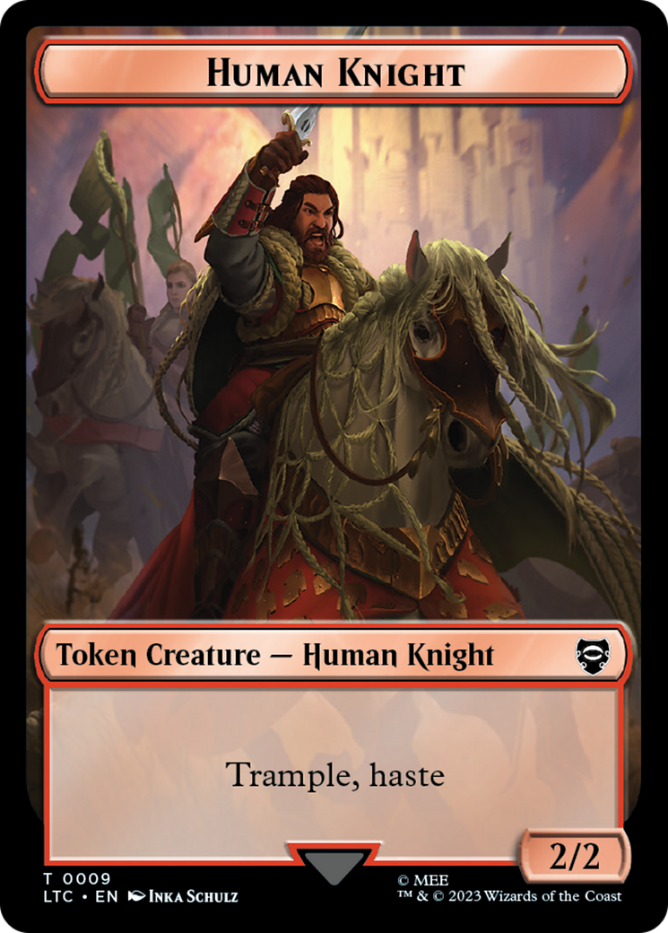 Human Knight // Human Double-Sided Token [The Lord of the Rings: Tales of Middle-Earth Commander Tokens] | Good Games North