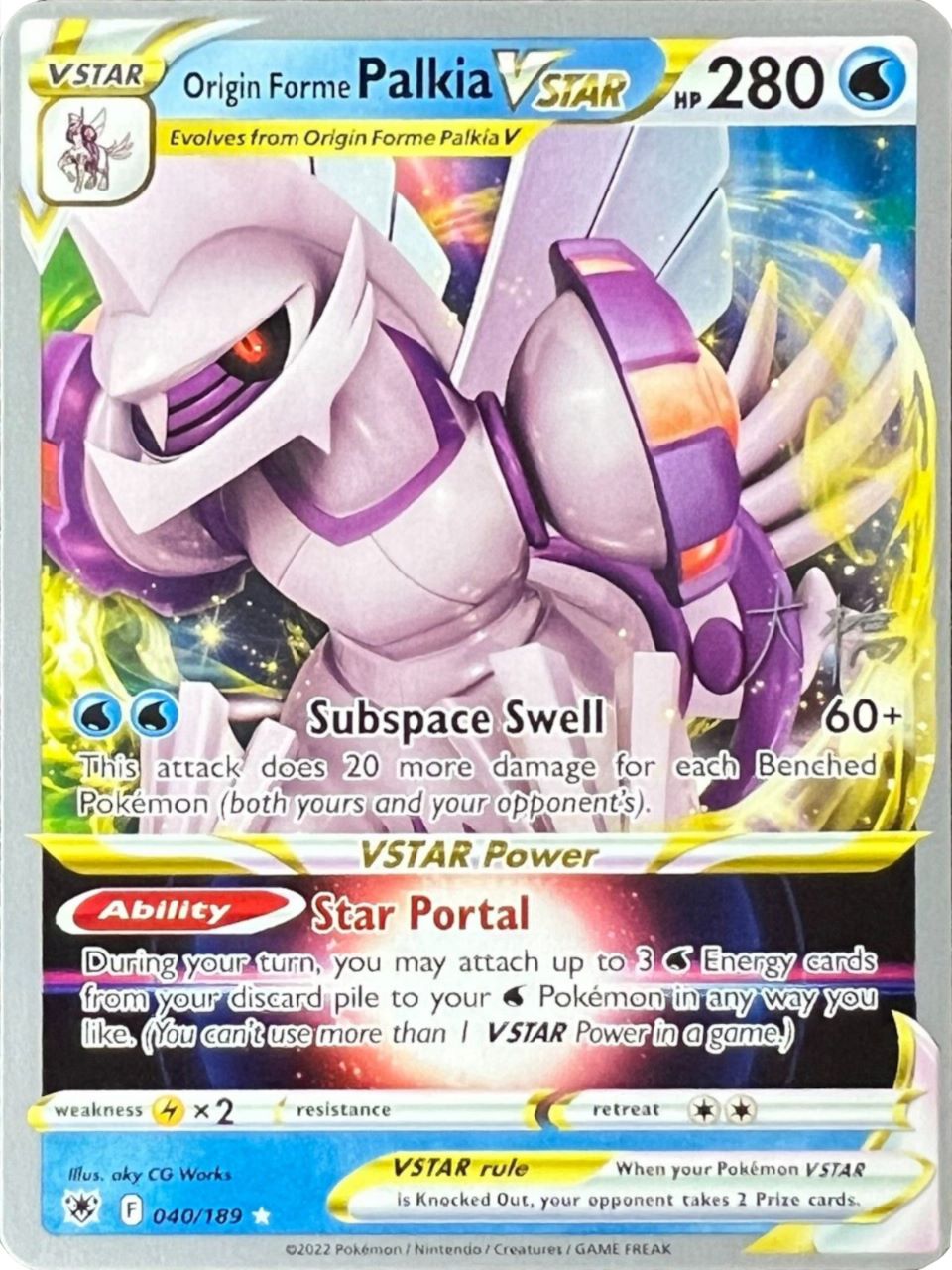 Origin Forme Palkia VSTAR (040/189) (Ice Rider Palkia - Rikuto Ohashi) [World Championships 2022] | Good Games North