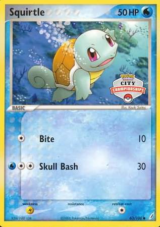 Squirtle (63/100) (City Championship Promo) [EX: Crystal Guardians] | Good Games North