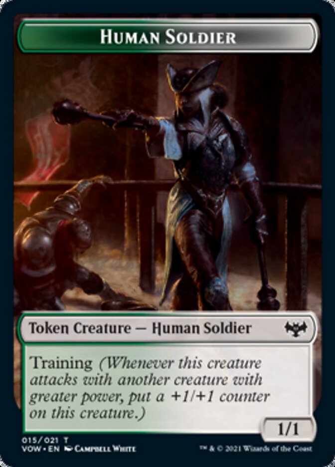 Blood // Human Soldier Double-sided Token [Innistrad: Crimson Vow Tokens] | Good Games North