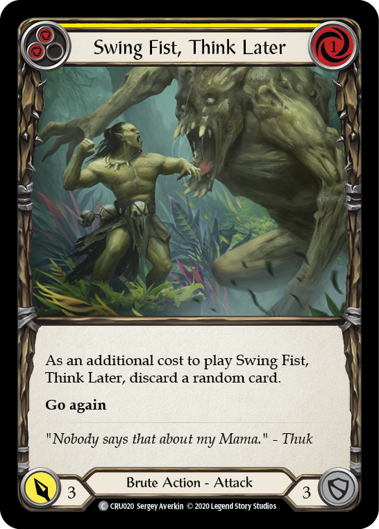 Swing Fist, Think Later (Yellow) [CRU020] 1st Edition Rainbow Foil | Good Games North