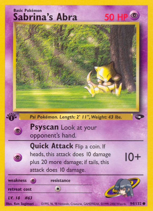 Sabrina's Abra (94/132) [Gym Challenge 1st Edition] | Good Games North