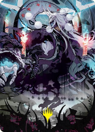 Echo of Death's Wail Art Card (Gold-Stamped Signature) [Kamigawa: Neon Dynasty Art Series] | Good Games North