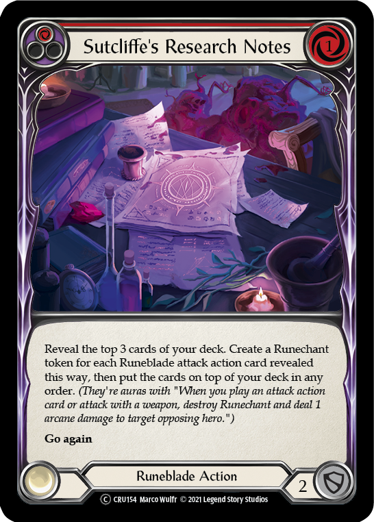 Sutcliffe's Research Notes (Red) [U-CRU154] Unlimited Normal | Good Games North