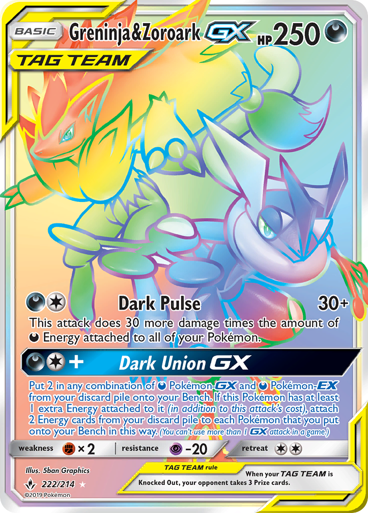 Greninja & Zoroark GX (222/214) [Sun & Moon: Unbroken Bonds] | Good Games North