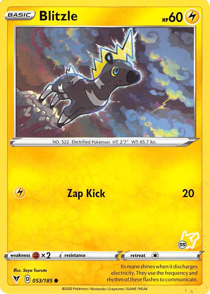 Blitzle (053/185) (Pikachu Stamp #55) [Battle Academy 2022] | Good Games North