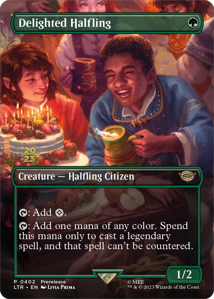 Delighted Halfling (402) [The Lord of the Rings: Tales of Middle-Earth Prerelease Promos] | Good Games North