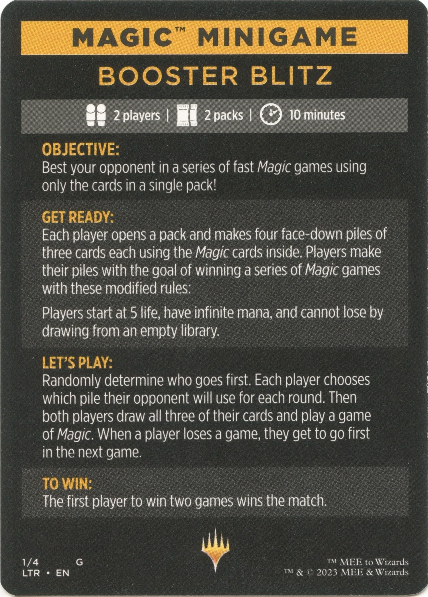 Booster Blitz (Magic Minigame) [The Lord of the Rings: Tales of Middle-Earth Minigame] | Good Games North