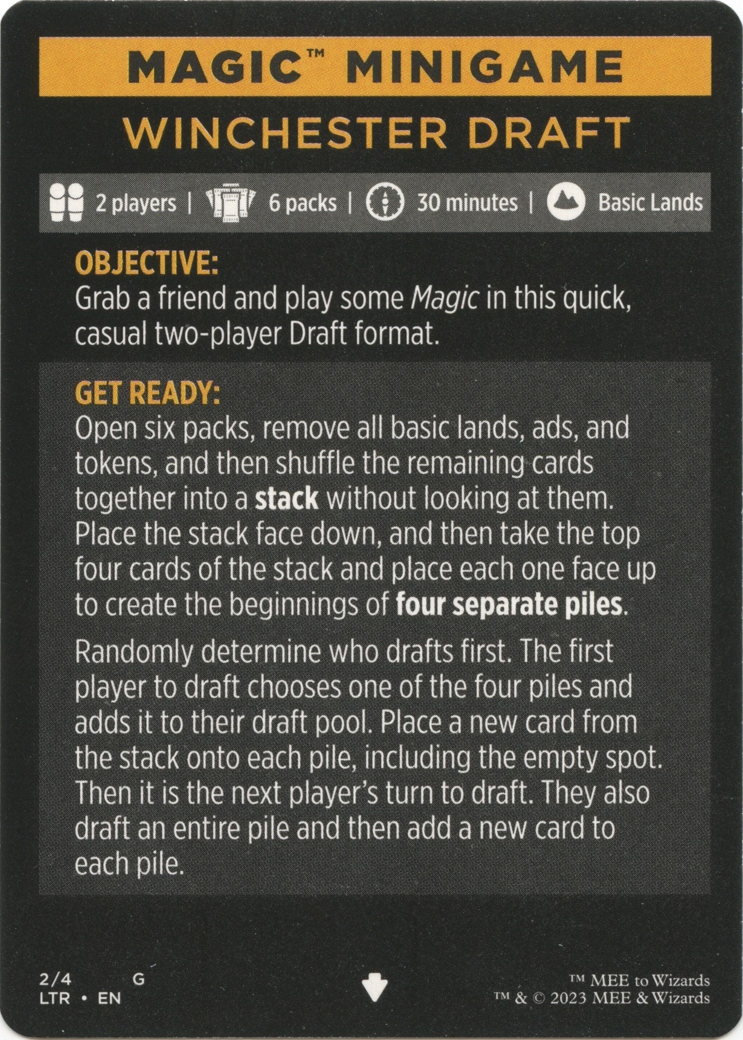 Winchester Draft (Magic Minigame) [The Lord of the Rings: Tales of Middle-Earth Minigame] | Good Games North