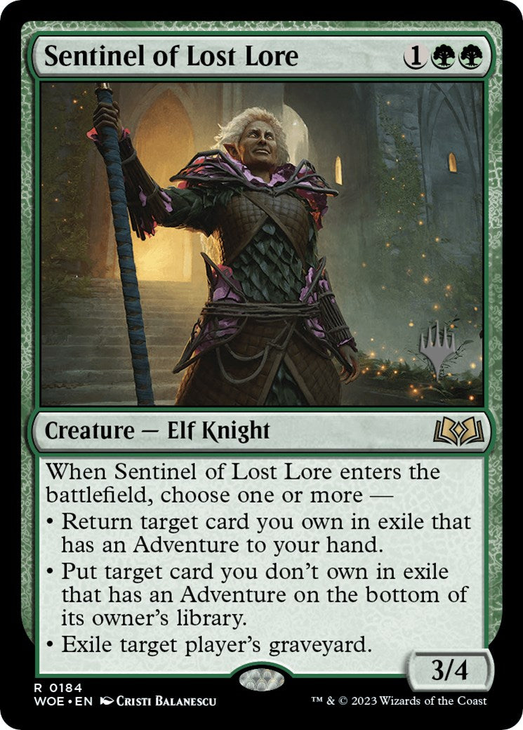 Sentinel of Lost Lore (Promo Pack) [Wilds of Eldraine Promos] | Good Games North