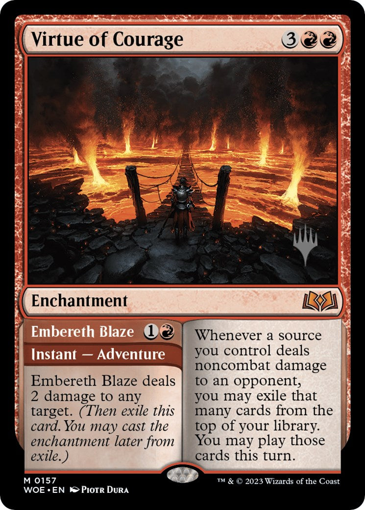 Virtue of Courage //Embereth Blaze (Promo Pack) [Wilds of Eldraine Promos] | Good Games North