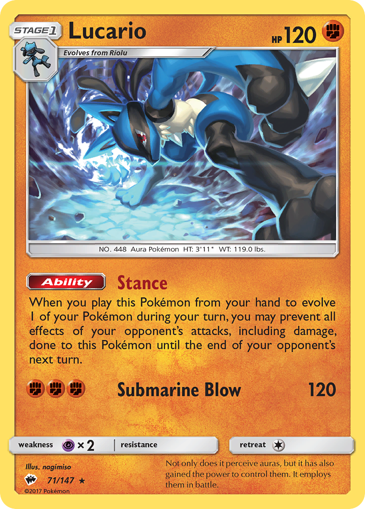 Lucario (71/147) [Sun & Moon: Burning Shadows] | Good Games North