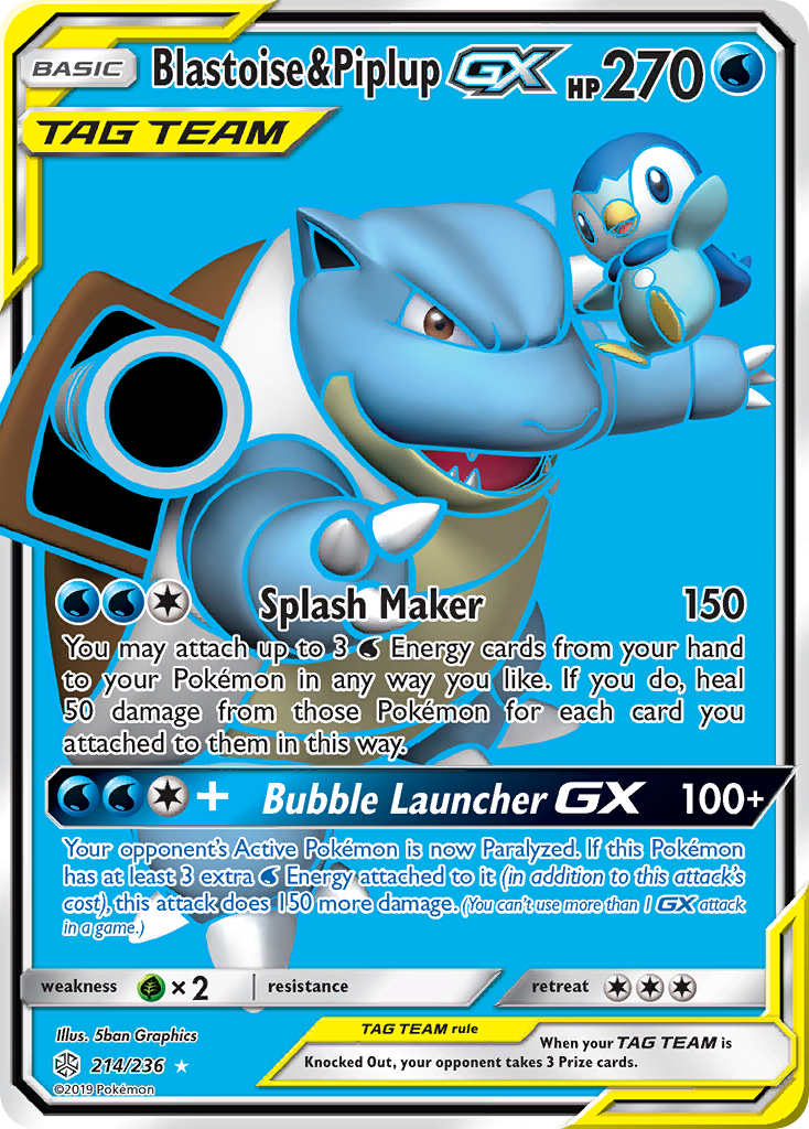 Blastoise & Piplup GX (214/236) [Sun & Moon: Cosmic Eclipse] | Good Games North
