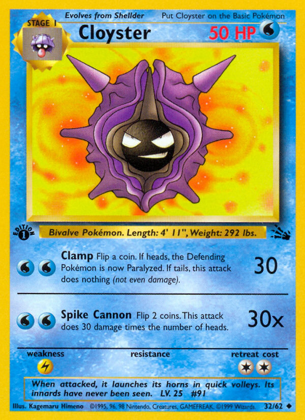 Cloyster (32/62) [Fossil 1st Edition] | Good Games North