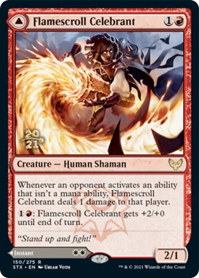 Flamescroll Celebrant // Revel in Silence [Strixhaven: School of Mages Prerelease Promos] | Good Games North