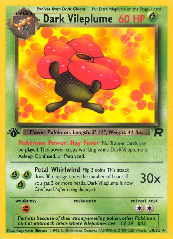 Dark Vileplume (30/82) [Team Rocket 1st Edition] | Good Games North