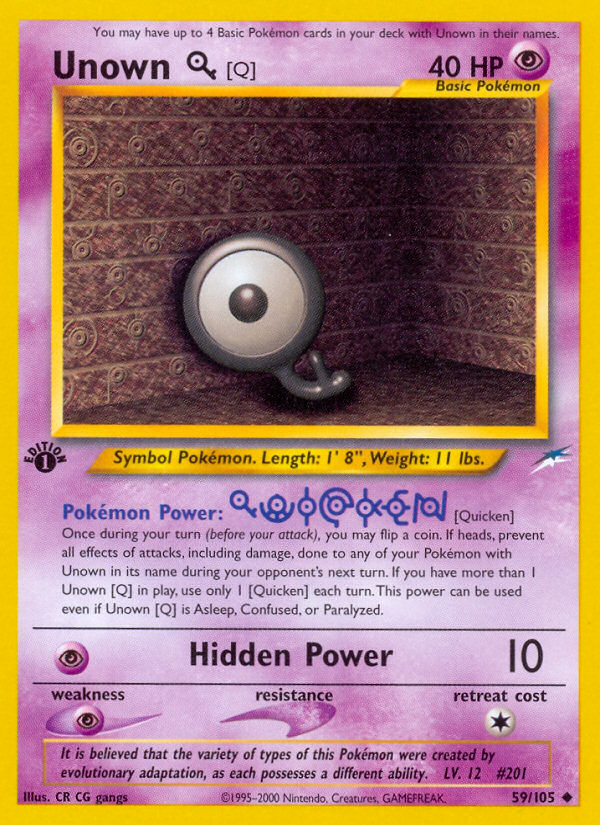 Unown [Q] (59/105) [Neo Destiny 1st Edition] | Good Games North