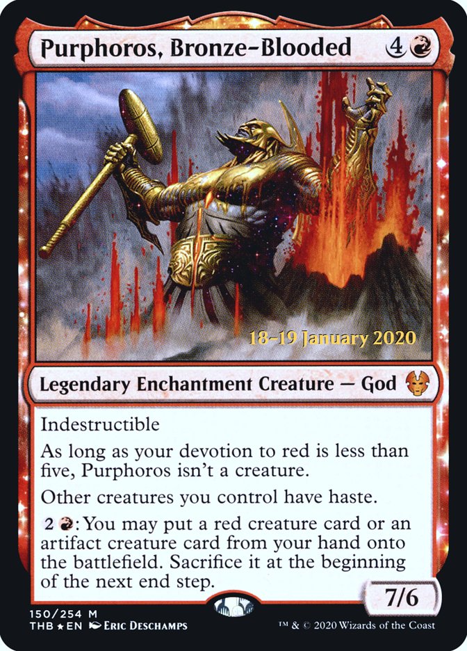Purphoros, Bronze-Blooded [Theros Beyond Death Prerelease Promos] | Good Games North