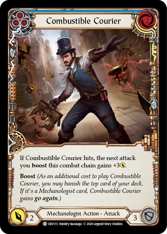 Combustible Courier (Blue) [CRU111] 1st Edition Normal | Good Games North