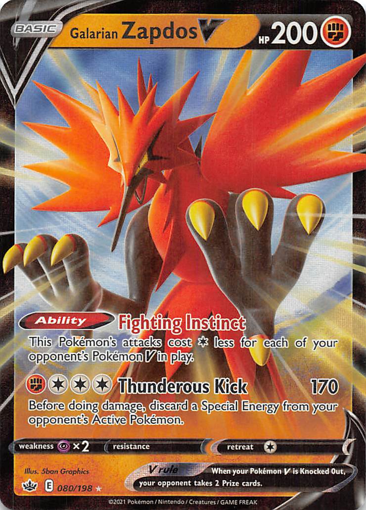 Galarian Zapdos V (080/198) [Sword & Shield: Chilling Reign] | Good Games North