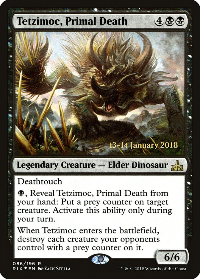 Tetzimoc, Primal Death [Rivals of Ixalan Prerelease Promos] | Good Games North