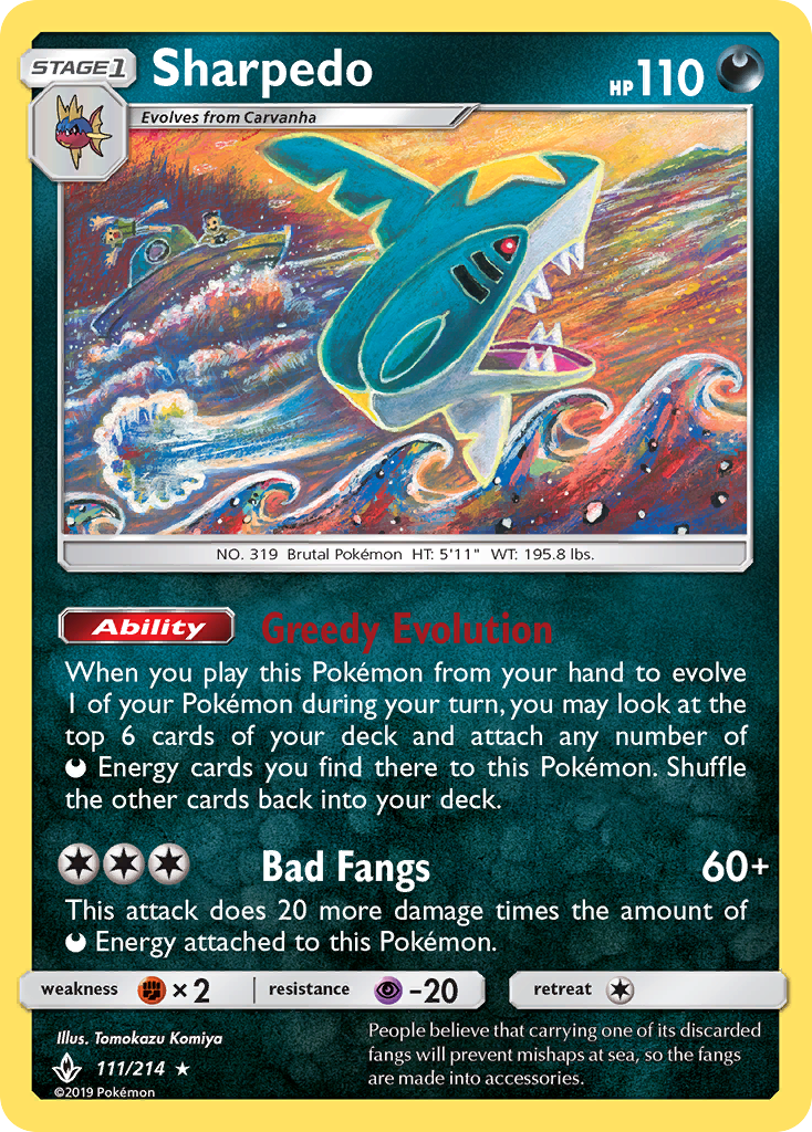 Sharpedo (111/214) [Sun & Moon: Unbroken Bonds] | Good Games North