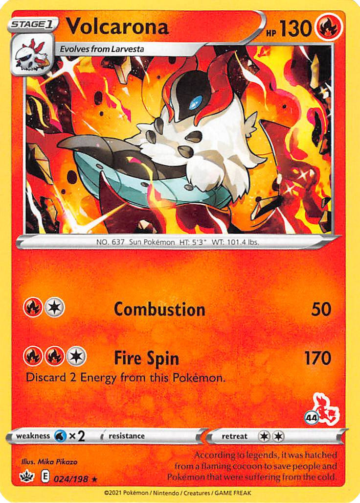 Volcarona (24/198) (Cinderace Stamp #44) [Battle Academy 2022] | Good Games North