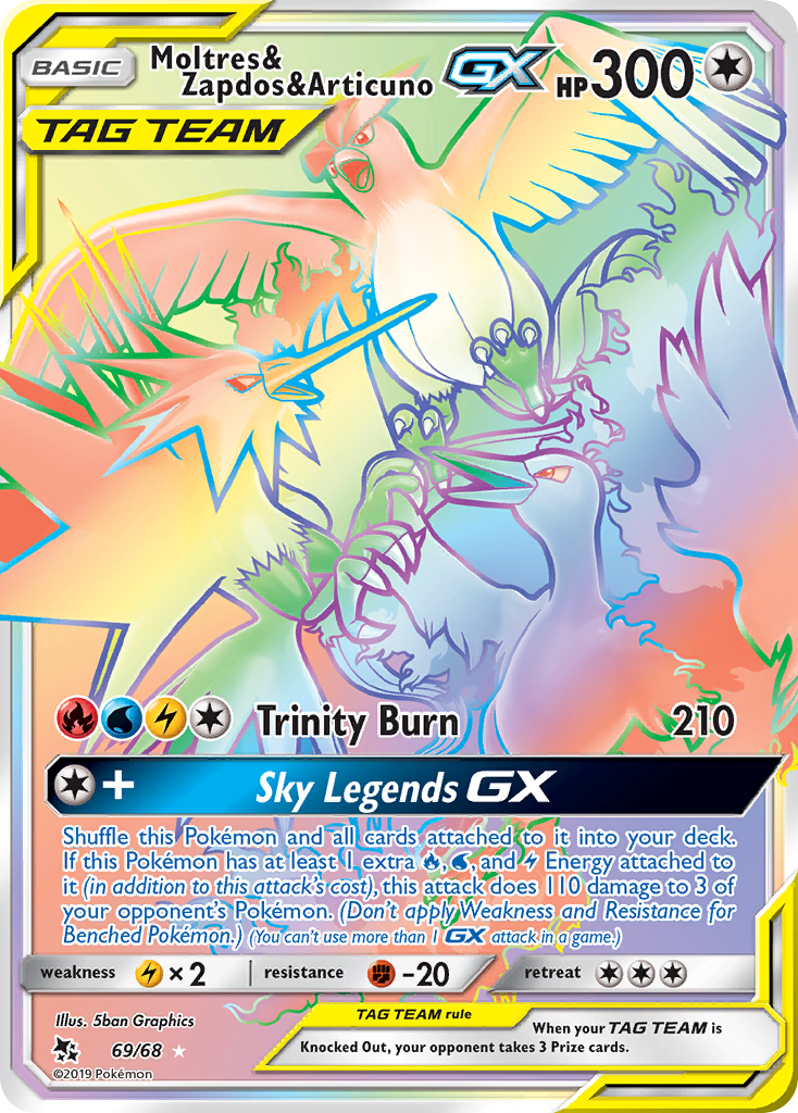 Moltres & Zapdos & Articuno GX (69/68) [Sun & Moon: Hidden Fates] | Good Games North