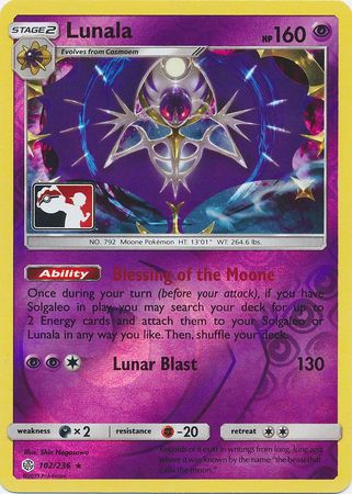 Lunala (102/236) (Pokemon Club Special Print) [Sun & Moon: Cosmic Eclipse] | Good Games North
