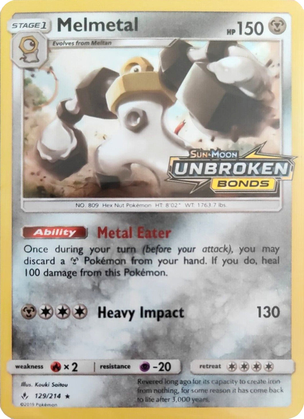 Melmetal (129/214) (Unbroken Bonds Stamped) [Sun & Moon: Unbroken Bonds] | Good Games North