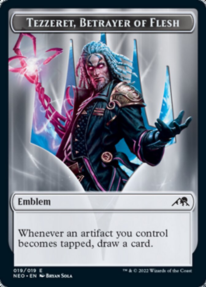 Tezzeret, Betrayer of Flesh Emblem [Kamigawa: Neon Dynasty Tokens] | Good Games North