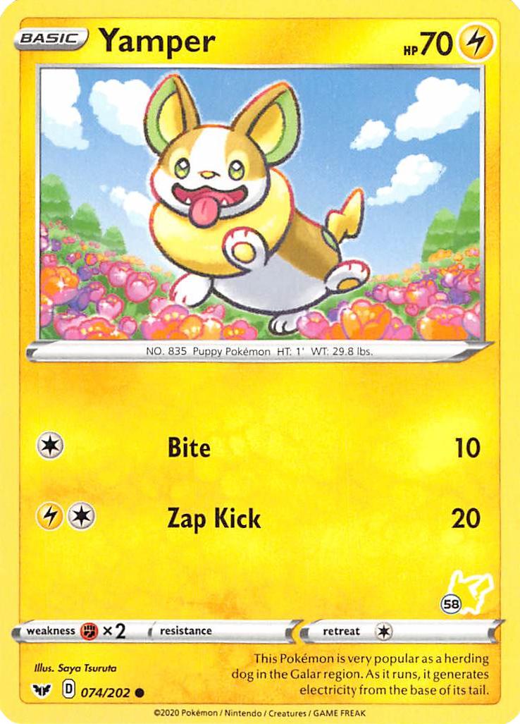 Yamper (074/202) (Pikachu Stamp #58) [Battle Academy 2022] | Good Games North