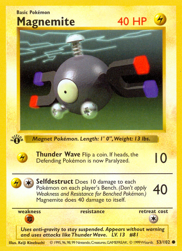 Magnemite (53/102) (Shadowless) [Base Set 1st Edition] | Good Games North