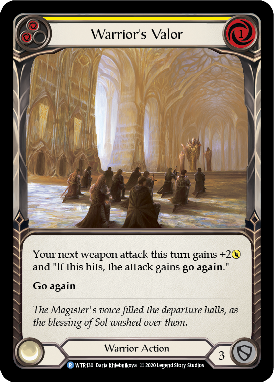 Warrior's Valor (Yellow) [U-WTR130] (Welcome to Rathe Unlimited)  Unlimited Rainbow Foil | Good Games North