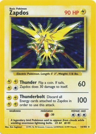 Zapdos (16/102) [Base Set Unlimited] | Good Games North