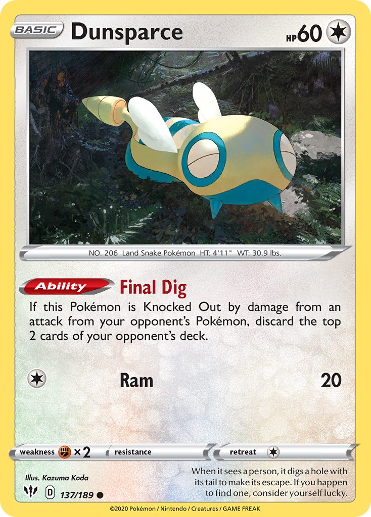 Dunsparce (137/189) [Sword & Shield: Darkness Ablaze] | Good Games North