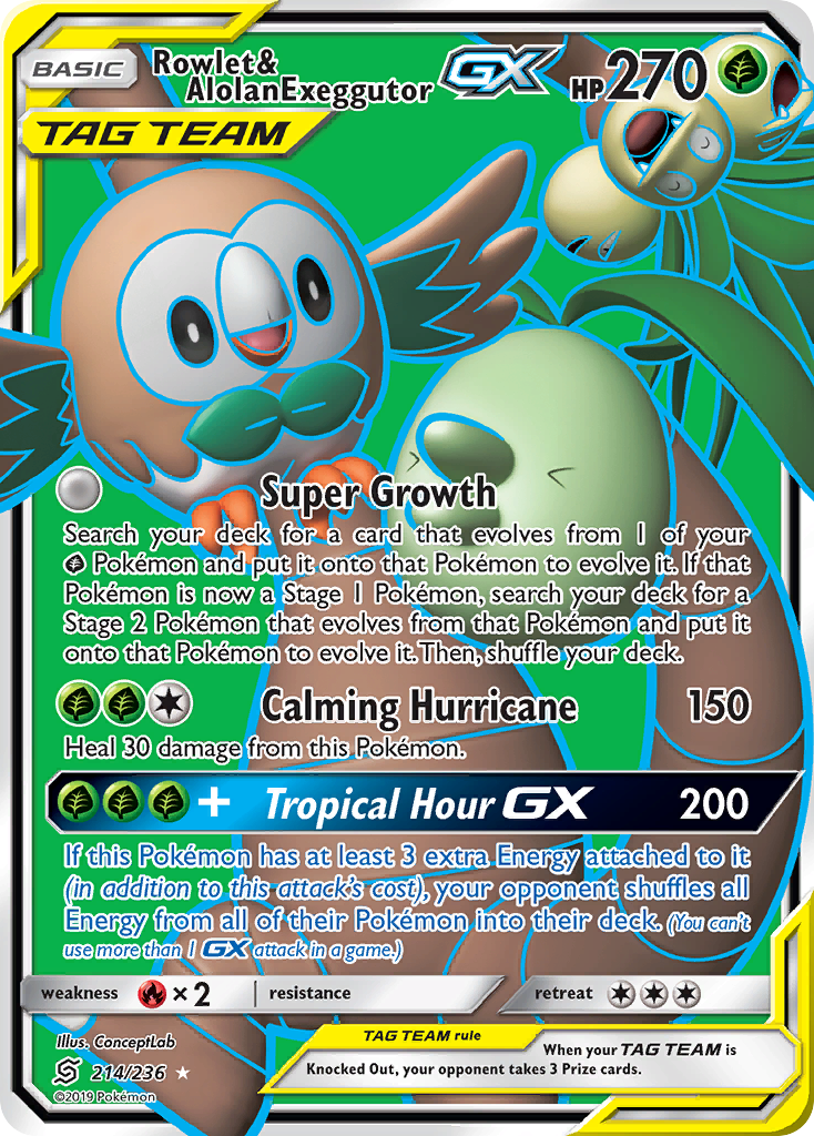 Rowlet & Alolan Exeggutor GX (214/236) [Sun & Moon: Unified Minds] | Good Games North