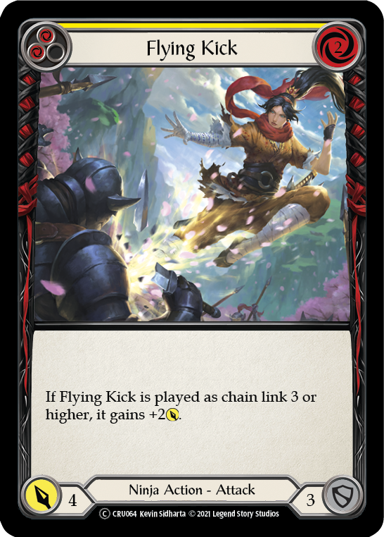 Flying Kick (Yellow) [U-CRU064-RF] Unlimited Rainbow Foil | Good Games North