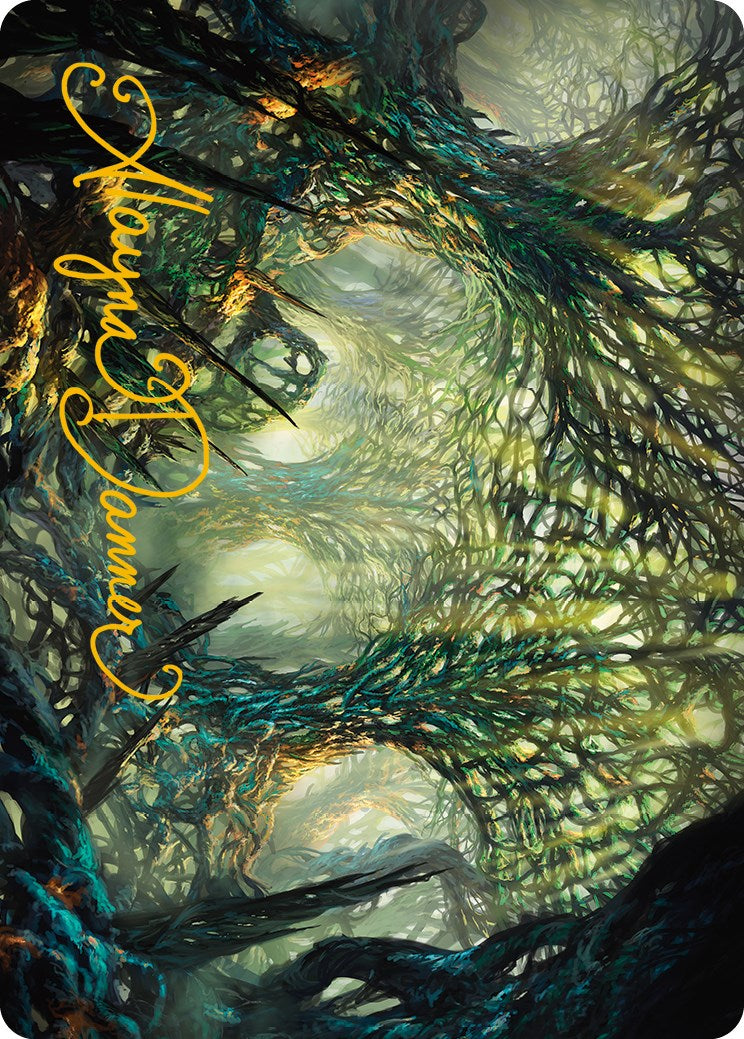 The Hunter Maze Art Card (Gold-Stamped Signature) [Phyrexia: All Will Be One Art Series] | Good Games North