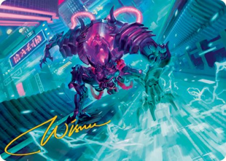 Surgehacker Mech Art Card (Gold-Stamped Signature) [Kamigawa: Neon Dynasty Art Series] | Good Games North