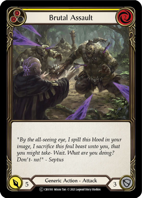 Brutal Assault (Yellow) [U-CRU193-RF] Unlimited Rainbow Foil | Good Games North
