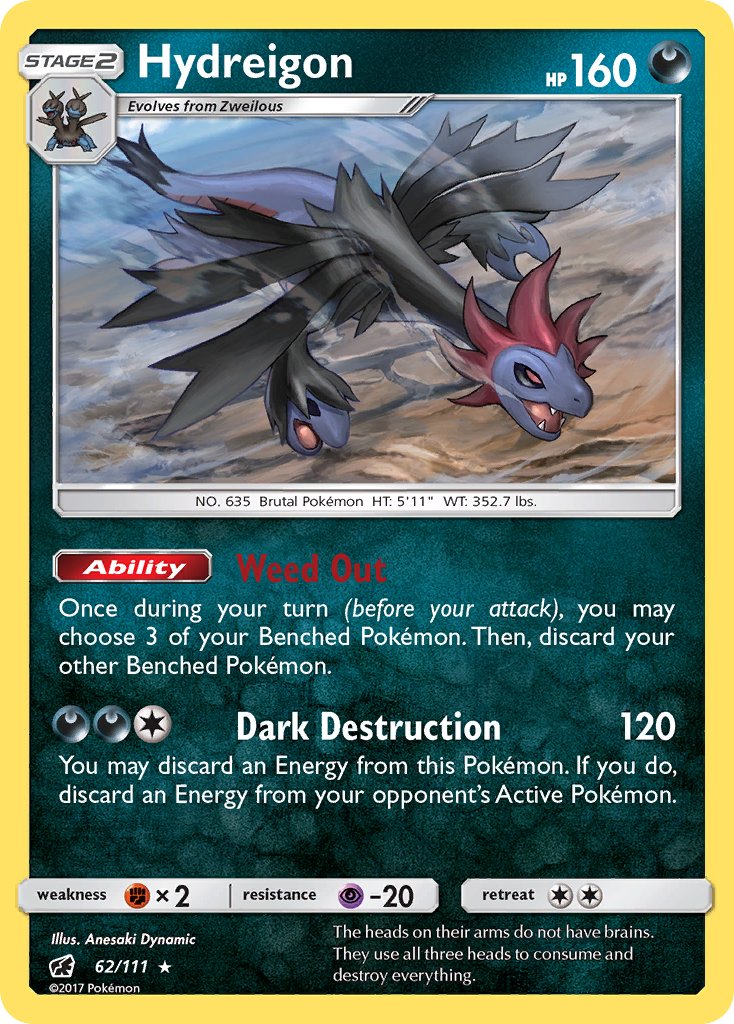 Hydreigon (62/111) (Cracked Ice Holo) (Theme Deck Exclusive) [Sun & Moon: Crimson Invasion] | Good Games North