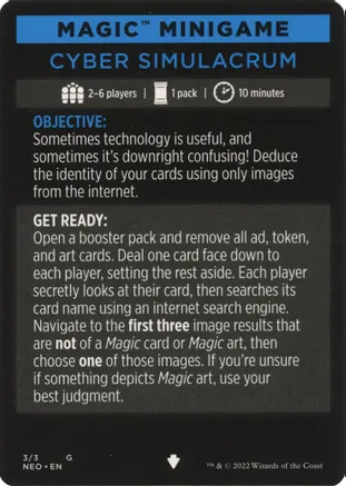 Cyber Simulacrum (Magic Minigame) [Kamigawa: Neon Dynasty Minigame] | Good Games North