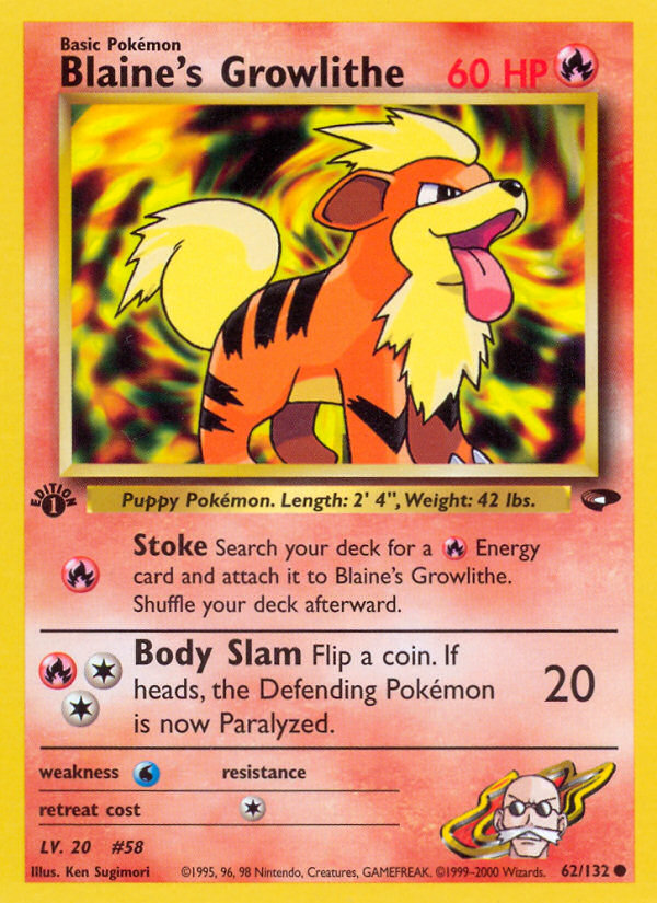 Blaine's Growlithe (62/132) [Gym Challenge 1st Edition] | Good Games North